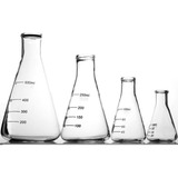 10 Pç Erlenmeyer De Vidro Boca Estreita Graduado 250ml