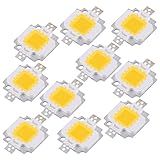 10 Peças 10w Led Quente Branco Frio Chip Smd Cob Dc 9 10v Lâmpada De Holofote Para Casa Alta Potência Baixo Consumo Suporte De Alumínio Branco Quente 