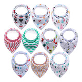 10 Peças De Babadores De Bandana Para Bebês Laváveis E Reut