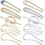 10 Peças De Metal Em Forma De U Pente Lateral Oval Grampo De Cabelo Para Garfo De Cabelo Coque De Cabelo Palitos De Cabelo Dourados Prateados Prendedores De Pino De Chignon Para Mulheres Acessórios De Ferramentas De Estilo De Cabelo