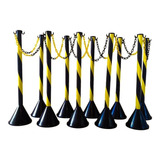 10 Pedestal Fila Balizador Postinho Segurança 35m Corrente
