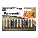 10 Pilhas Baterias Aaa Palito Panasonic Alcalina 1 Cartela