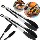 10 Pinças Pegador Culinário Silicone 25cm Multiuso Cozinha