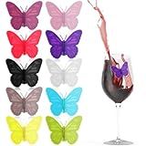 10 Pingentes De Taça De Vinho De Silicone Marcadores De Bebida Reutilizáveis De 10 Cores Etiquetas De Borboleta Multicoloridas Identificador De Taça De Vinho Para Festas Aniversários Natal