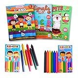 10 Revistinha De Colorir 10 Cx De Giz De Cera 6 Cores Kit Pintura Infantil Desenhos