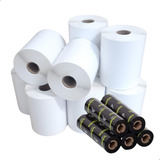 10 Rolos Etiqueta 100x150 Mm 10x15 Cm 5 Ribbons Cera Cor Branco