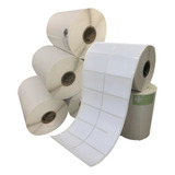 10 Rolos Etiqueta Adesiva Couche 50x30 mm 2 Colunas Branca Cor Branco