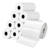 10 Rolos Etiquetas Couche Adesiva 100x50 Mm 10x5 Cor Branco Mtag Etiquetas