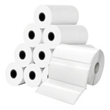 10 Rolos Etiquetas Couche Adesiva 100x50 Mm 10x5 Cor Branco Para Zebra Mtag Etiquetas