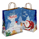 10 Sacola Embalagem Kraft Natal Para Panetone 500 Gramas