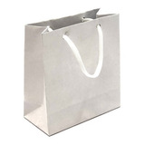 10 Sacolas De Papel P Presente 13x13 5x6cm Alça De Cordão Cor Branco