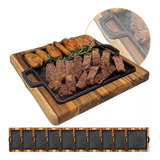 10 Tábuas Brasa Store Madeira Churrasco Com Chapa Bifeteira Para Porção