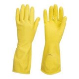 10 Und Luva Amarela Com Forro Latex Limpeza Obra Proteção