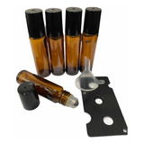 10 Vidro Âmbar Rollon 10ml Premium Com Funil E Abridor