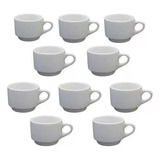 10 Xicaras Café 150ml Porcelana Branca Empilhável Cafeteira