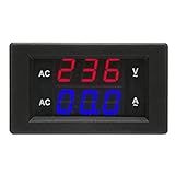 100 300V 0 100A LED Display Digital AC Amperímetro Voltímetro De Display Digital De Alta Qualidade Medidor Digital Duplo Para Monitorar A Voltagem Da Bateria Red And Blue 