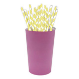 100 Canudo Papel Colorido Canudinho Biodegradável 6mm -21cm