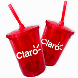 100 Copo Acrílico Shake Tampa Canudo Personalizado Promoção