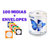 100 Dvd-r Virgem Elgin 16x C/logo + 100 Envelopes Coloridos