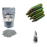 100 Esferas Airsoft 6mm + 10 Cilindros Co2 + Silicone