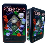 100 Fichas De Poker Profissional Chips Na Lata Jogo Poquer