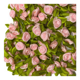 100 Flor/florzinha Rococó Cetim Rosa Claro