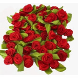 100 Flor/florzinha Rococó Cetim Vermelha P/ Lembrancinhas 