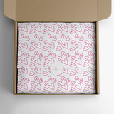 100 Folhas Papel De Seda Premium 30x70cm Coração Rosa