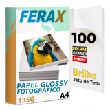 100 Folhas Papel Foto Glossy Adesivo À Prova D'água A4 135g