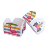 100 Forminhas Doces Flamingo Tropical Caixeta