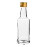 100 Garrafinhas De Vidro 50 Ml Tampa Alumínio Dourada.