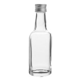 100 Garrafinhas De Vidro 50 Ml Tampa Alumínio Prata.