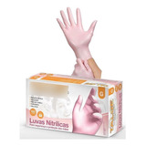 100 Luva Procedimento Nitrílica Rosa Pink Luxo Sem Pó C/nota