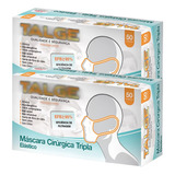 100 Mascara Descartavel Hospitalar Tripla Tnt Filtro Branca