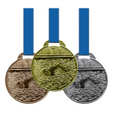 100 Medalhas Natação Metal 35mm Ouro