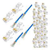 100 Pç Conector Rj45 Ez Plug