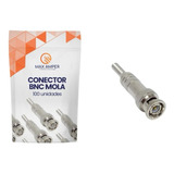 100 Pcs Conector Bnc Mola E Parafuso Plug Cftv Segurança