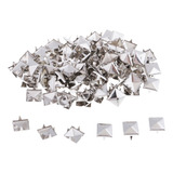 100 Peças Metal Quadrado Pirâmide Spike Rebite Studs Spots P