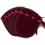100 Saquinhos De Veludo Luxo Para Joias 6x7cm Vinho