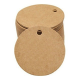 100 Tags Kraft Liso Com Cordao 7x7 Redondo