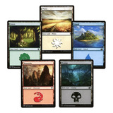 100 Terrenos Básicos De Magic The Gathering Mtg (20 De Cada)