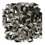 100 Unidade Spike Pirâmide Quadrada Preto Metal 10mm