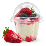 100 Unidades Copo / Pote Bolha Com Tampa 100ml Doces Verrine