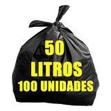 100 Unidades De Saco Para Lixo 50litros Resistente Cor Preto