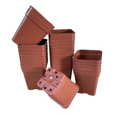 100 Vasos Quadrado Plástico Nobre Pote 9 Plantas Marrom