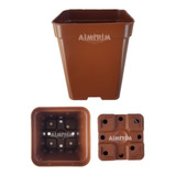 100 Vasos Quadrado Plástico Pote 9 Plantas Suculentas Marrom