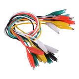 100 X Fios De Garra Jacaré Cabo Eletrônica Kit 10 Coloridos