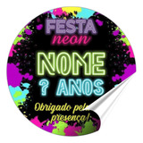 100 Adesivos Balada Festa Neon Etiqueta Personalizada 5x5 Cm