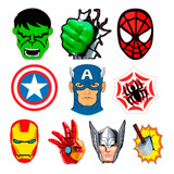 100 Aplique Recortes Vingadores Tubete Enfeites Toppers Tags