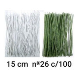 100 Arames Base Encapado N 26 Verde E Branco 15 Cm 